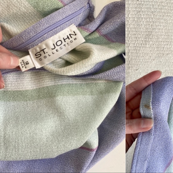 St. John 12 Pastel Striped Santana Knit Tank Dress - Picture 7 of 8